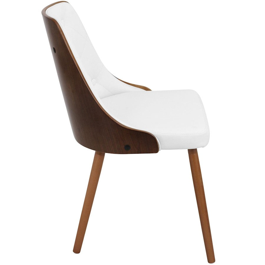 LumiSource Gianna Chair | Mid-Century Modern Walnut & White | Dining & Office Accent Chair | 22 x 19.25 x 31.25 in | Model CH-JY-GNNWL-W