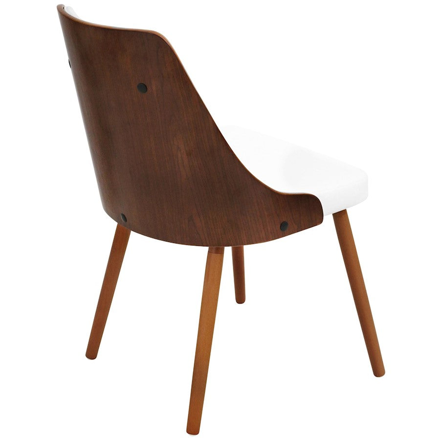 LumiSource Gianna Chair | Mid-Century Modern Walnut & White | Dining & Office Accent Chair | 22 x 19.25 x 31.25 in | Model CH-JY-GNNWL-W