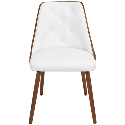 LumiSource Gianna Chair | Mid-Century Modern Walnut & White | Dining & Office Accent Chair | 22 x 19.25 x 31.25 in | Model CH-JY-GNNWL-W