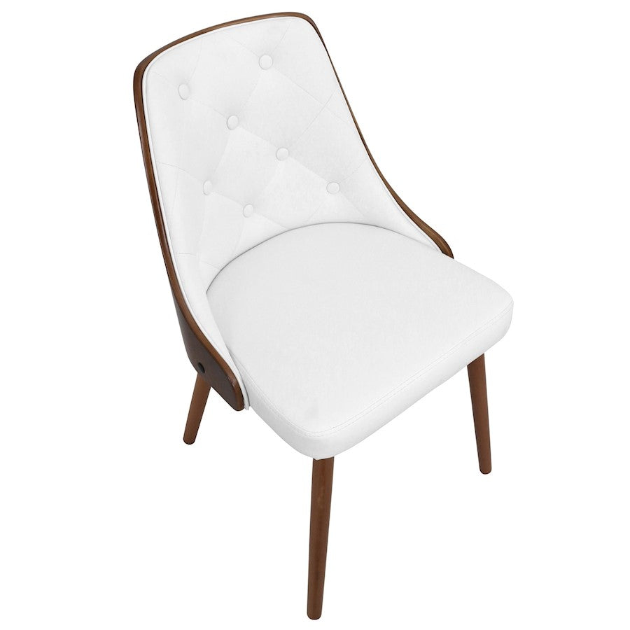 LumiSource Gianna Chair | Mid-Century Modern Walnut & White | Dining & Office Accent Chair | 22 x 19.25 x 31.25 in | Model CH-JY-GNNWL-W
