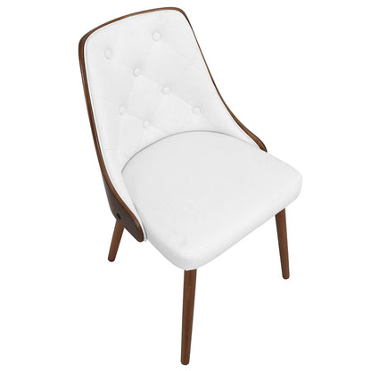 LumiSource Gianna Chair | Mid-Century Modern Walnut & White | Dining & Office Accent Chair | 22 x 19.25 x 31.25 in | Model CH-JY-GNNWL-W