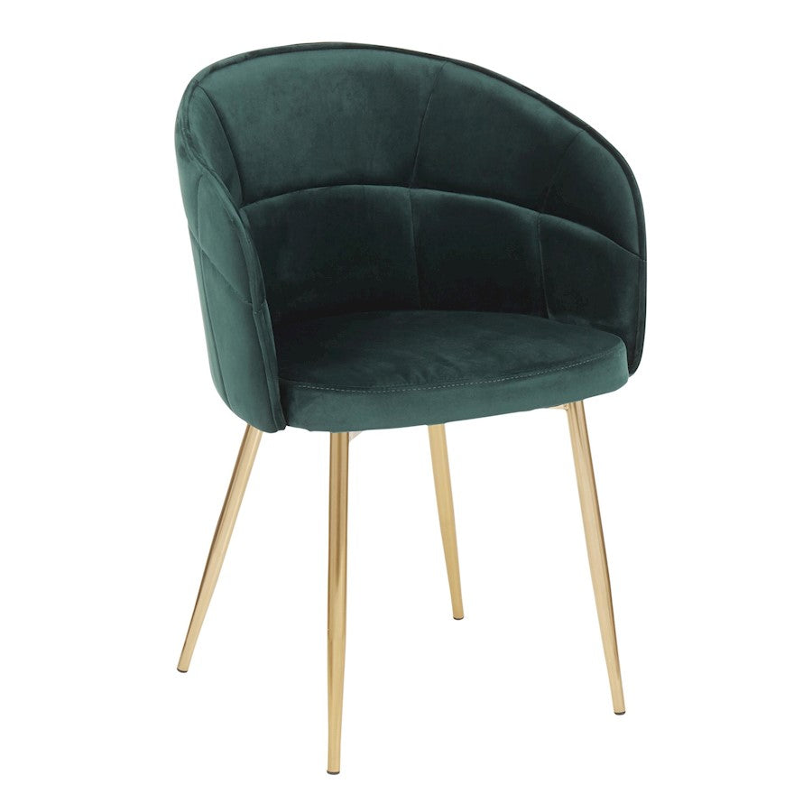 LumiSource Lindsey Chair | Glam Gold Metal & Green Velvet | Dining & Accent Chair | 21 x 22.5 x 32 in | Model CH-LINDSYAUVGN