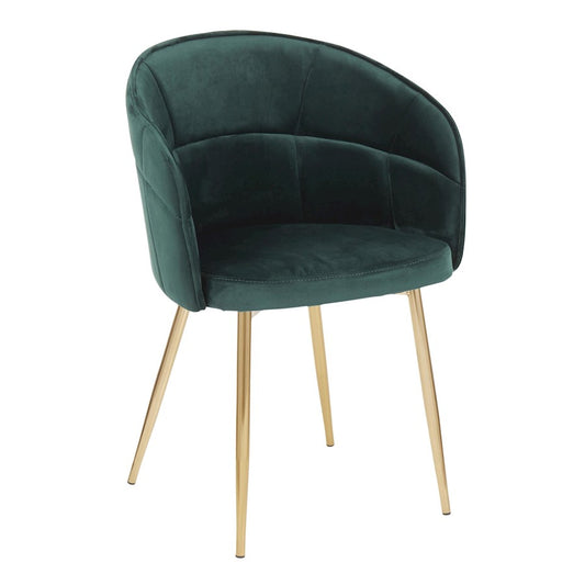 LumiSource Lindsey Chair | Glam Gold Metal & Green Velvet | Dining & Accent Chair | 21 x 22.5 x 32 in | Model CH-LINDSYAUVGN