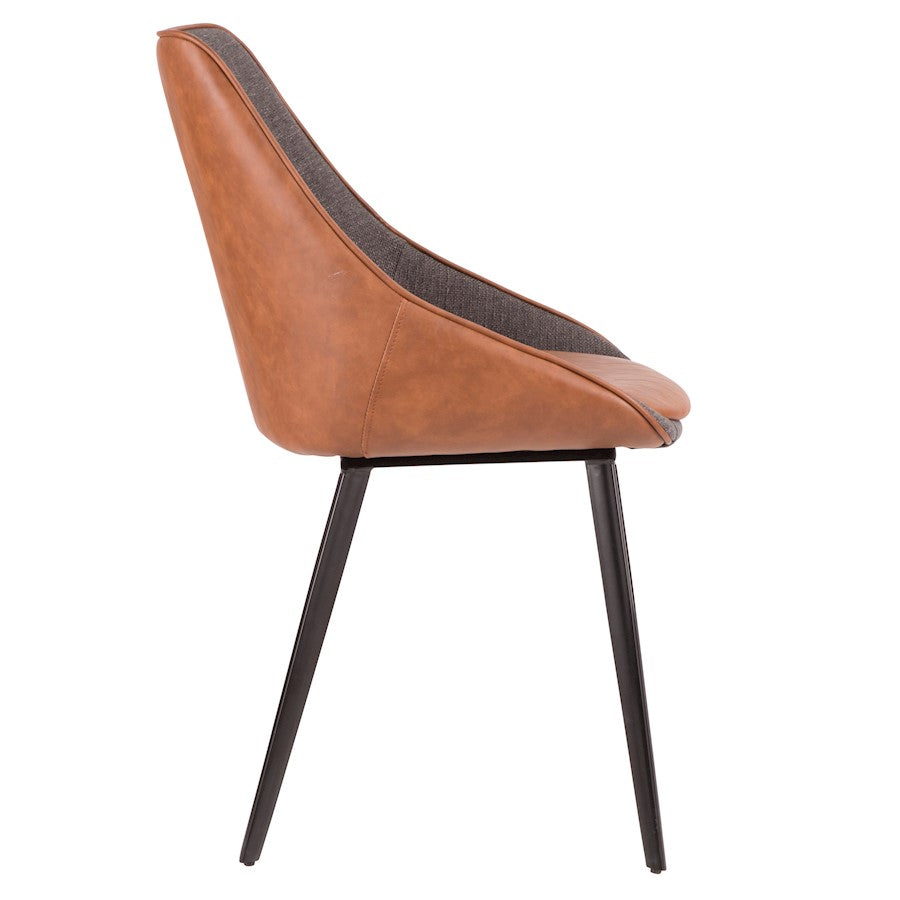 LumiSource Marche Two-Tone Chair Set of 2 | Brown PU and Grey Fabric with Black Metal Legs | Dining Room & Living Room Accent | Model CH-MARBK-BNGY2