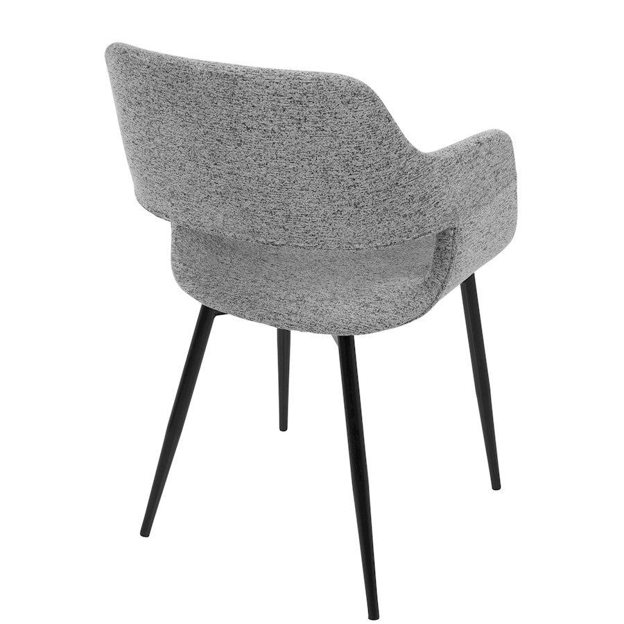LumiSource Margarite Chair Set of 2 | Grey Fabric and Black Metal Legs | Mid-Century Modern Dining & Accent Seating | Model CH-MARGBK-GY2