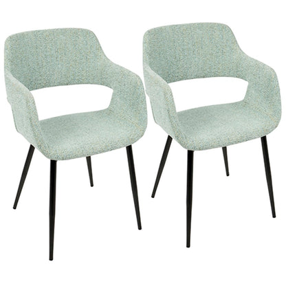 LumiSource Margarite Chair Set of 2 | Light Green Fabric and Black Metal Legs | Mid-Century Modern Dining & Accent Seating | Model CH-MARGBK-LGN2