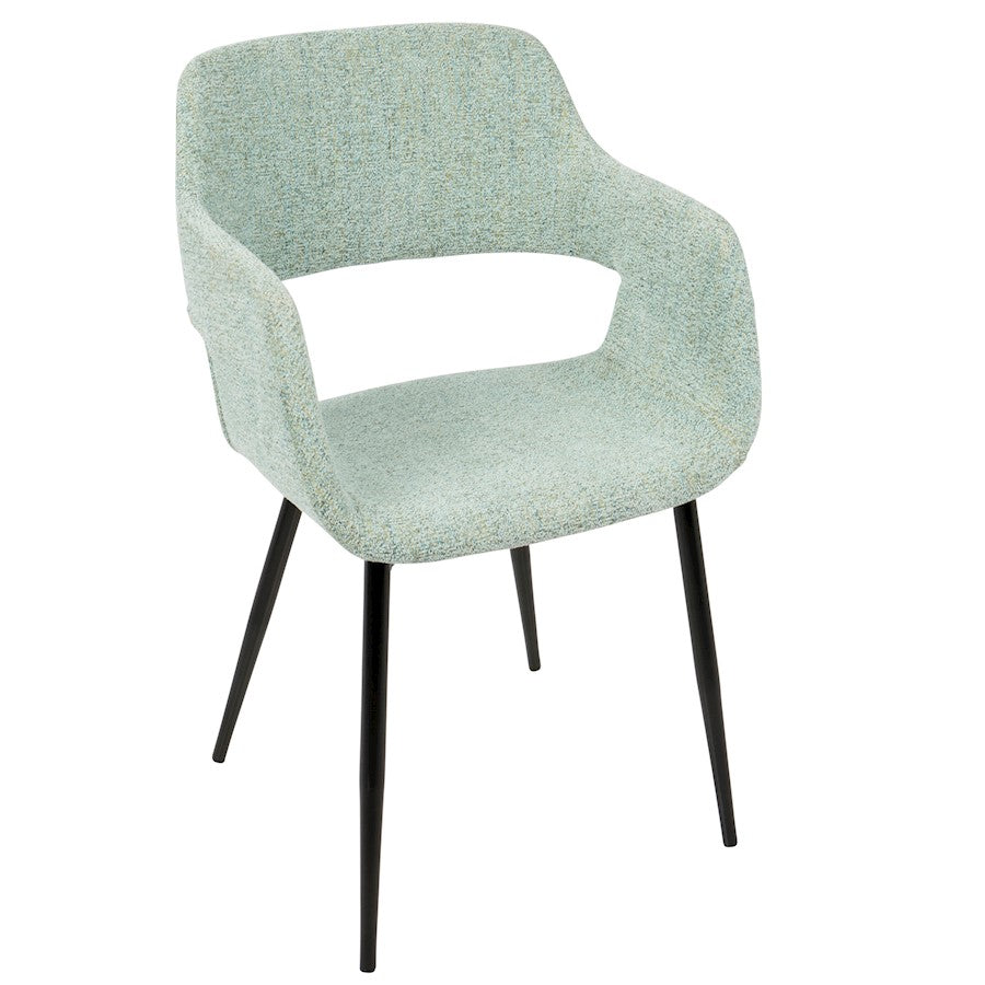 LumiSource Margarite Chair Set of 2 | Light Green Fabric and Black Metal Legs | Mid-Century Modern Dining & Accent Seating | Model CH-MARGBK-LGN2