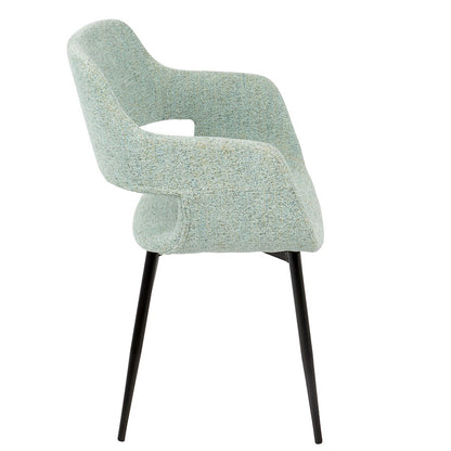 LumiSource Margarite Chair Set of 2 | Light Green Fabric and Black Metal Legs | Mid-Century Modern Dining & Accent Seating | Model CH-MARGBK-LGN2