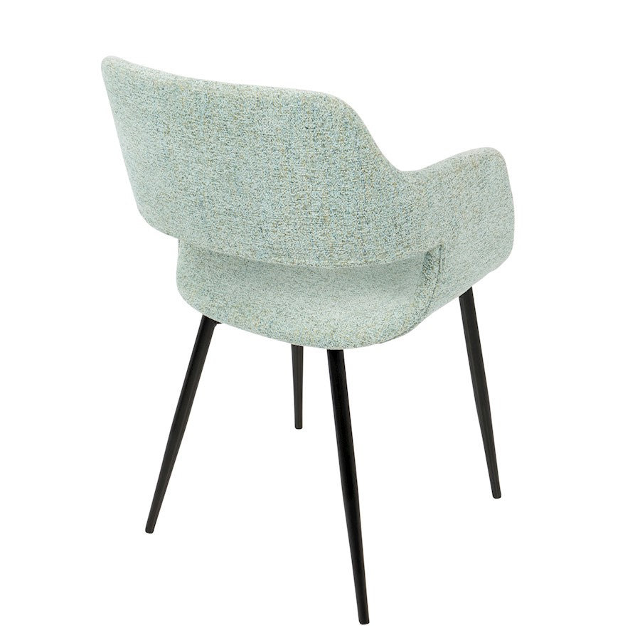 LumiSource Margarite Chair Set of 2 | Light Green Fabric and Black Metal Legs | Mid-Century Modern Dining & Accent Seating | Model CH-MARGBK-LGN2