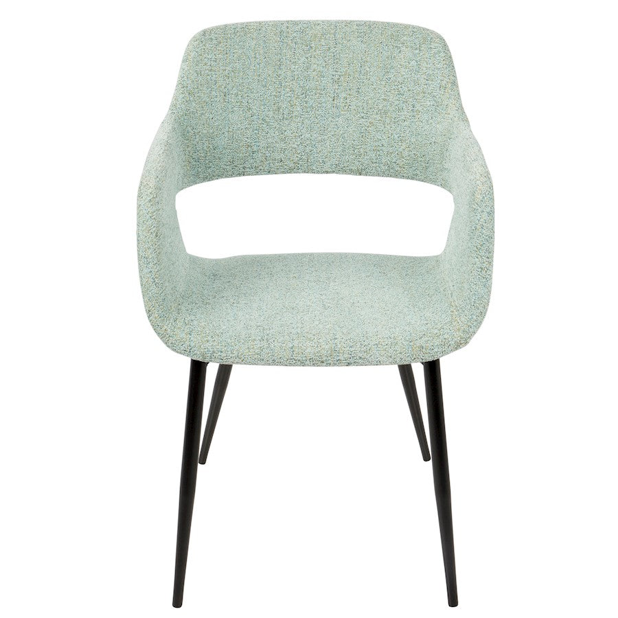 LumiSource Margarite Chair Set of 2 | Light Green Fabric and Black Metal Legs | Mid-Century Modern Dining & Accent Seating | Model CH-MARGBK-LGN2