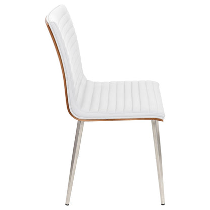 LumiSource Mason Swivel Chair Set of 2 | Walnut Wood Back & Off-White PU Seat | Dining Room & Office Seating | Model CH-MSNSWVWL-W2