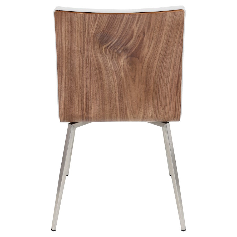 LumiSource Mason Swivel Chair Set of 2 | Walnut Wood Back & Off-White PU Seat | Dining Room & Office Seating | Model CH-MSNSWVWL-W2