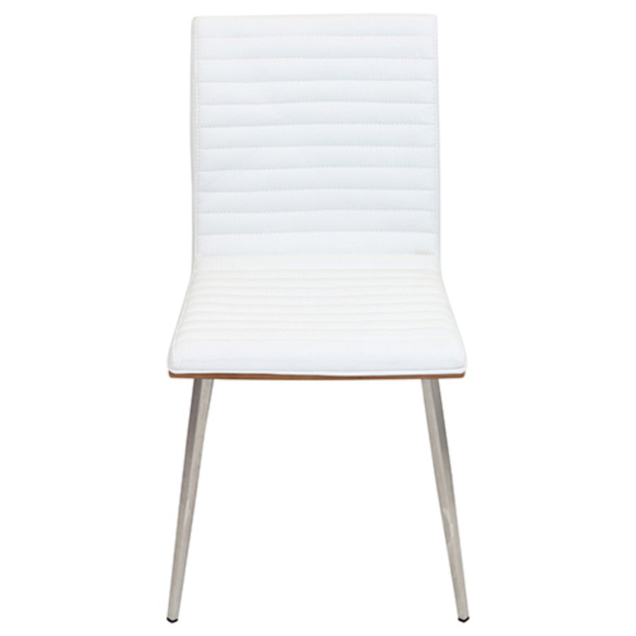 LumiSource Mason Swivel Chair Set of 2 | Walnut Wood Back & Off-White PU Seat | Dining Room & Office Seating | Model CH-MSNSWVWL-W2