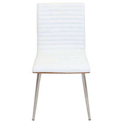 LumiSource Mason Swivel Chair Set of 2 | Walnut Wood Back & Off-White PU Seat | Dining Room & Office Seating | Model CH-MSNSWVWL-W2