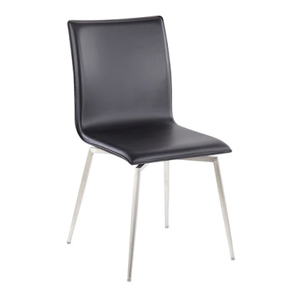 LumiSource Mason Upholstered Swivel Chair Set of 2 | Brushed Steel & Black PU Leather | Dining Room & Office Seating | Model CH-MSNUPSWVSSBK2