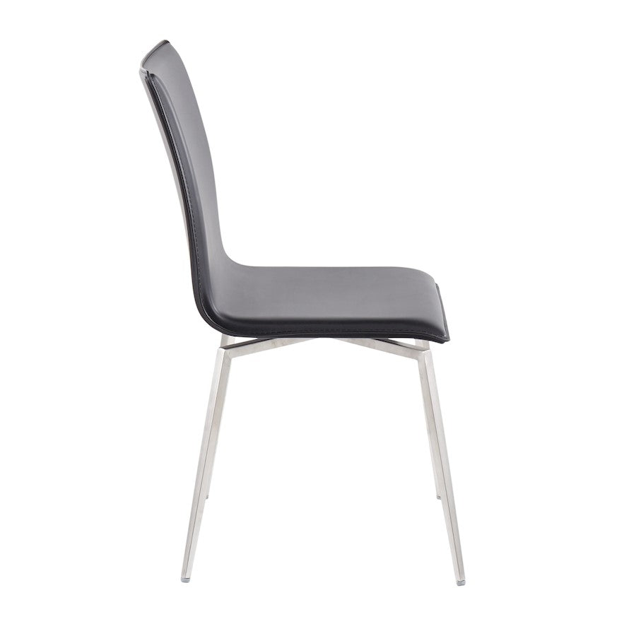 LumiSource Mason Upholstered Swivel Chair Set of 2 | Brushed Steel & Black PU Leather | Dining Room & Office Seating | Model CH-MSNUPSWVSSBK2