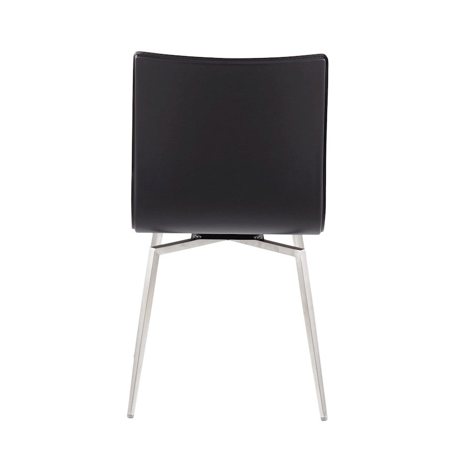 LumiSource Mason Upholstered Swivel Chair Set of 2 | Brushed Steel & Black PU Leather | Dining Room & Office Seating | Model CH-MSNUPSWVSSBK2