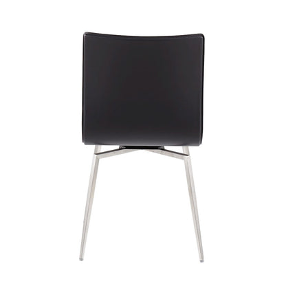 LumiSource Mason Upholstered Swivel Chair Set of 2 | Brushed Steel & Black PU Leather | Dining Room & Office Seating | Model CH-MSNUPSWVSSBK2