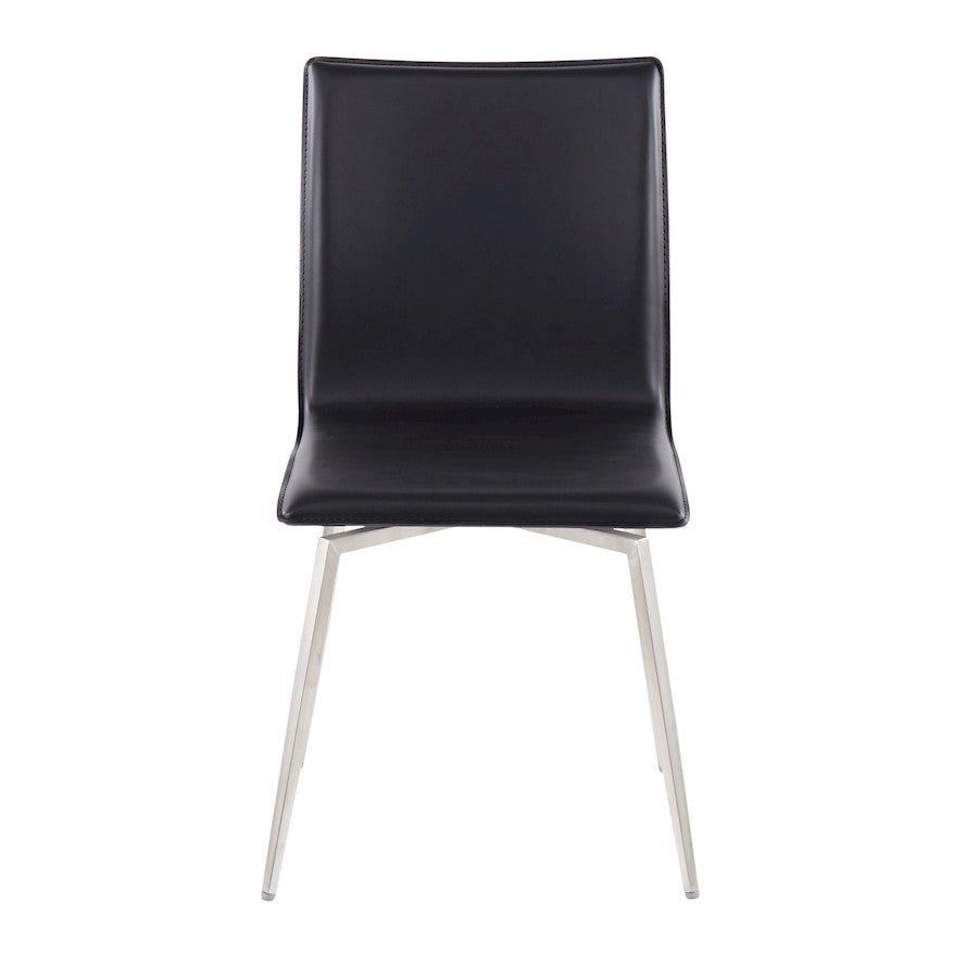 LumiSource Mason Upholstered Swivel Chair Set of 2 | Brushed Steel & Black PU Leather | Dining Room & Office Seating | Model CH-MSNUPSWVSSBK2