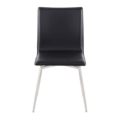 LumiSource Mason Upholstered Swivel Chair Set of 2 | Brushed Steel & Black PU Leather | Dining Room & Office Seating | Model CH-MSNUPSWVSSBK2