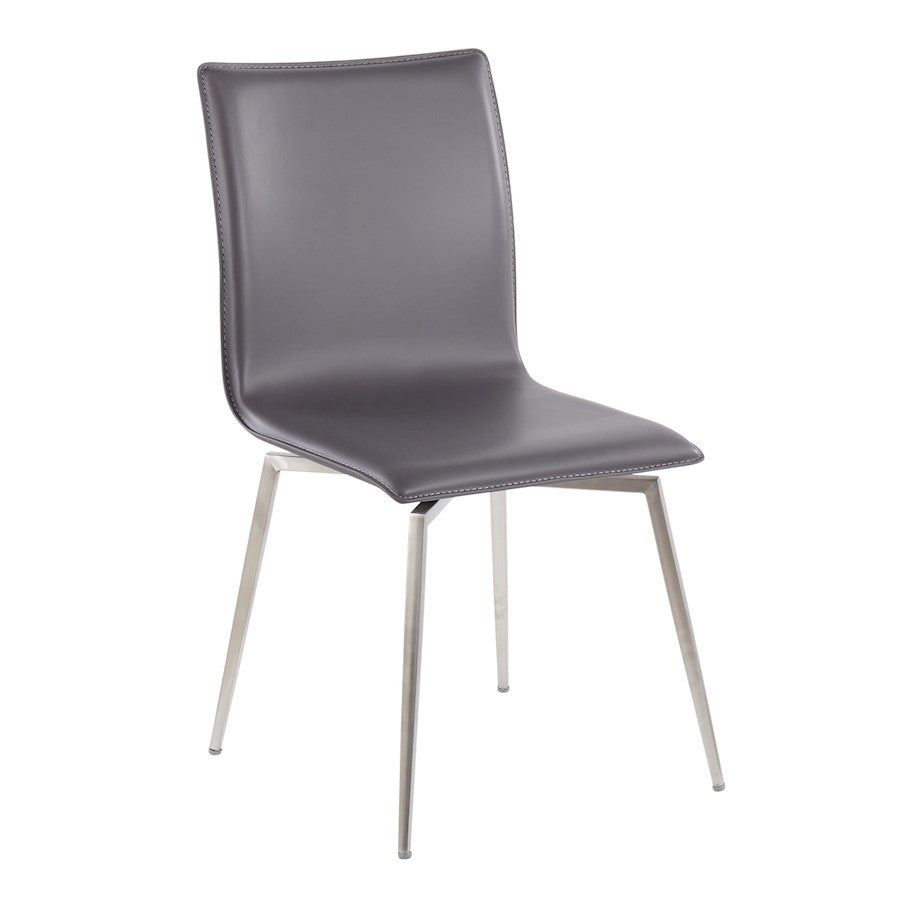 LumiSource Mason Upholstered Swivel Chair Set of 2 | Brushed Steel & Grey PU Leather | Dining Room & Office Seating | Model CH-MSNUPSWVSSGY2