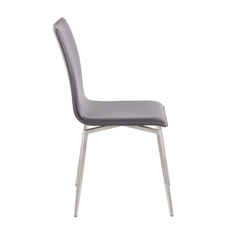 LumiSource Mason Upholstered Swivel Chair Set of 2 | Brushed Steel & Grey PU Leather | Dining Room & Office Seating | Model CH-MSNUPSWVSSGY2