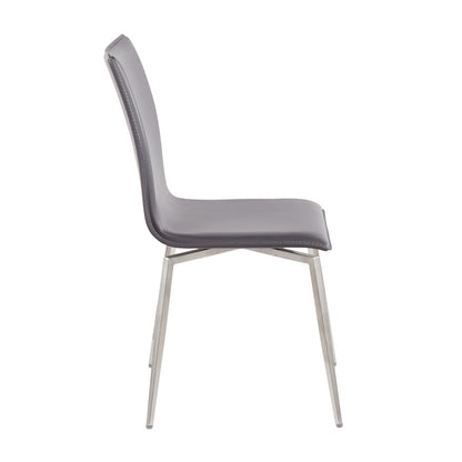 LumiSource Mason Upholstered Swivel Chair Set of 2 | Brushed Steel & Grey PU Leather | Dining Room & Office Seating | Model CH-MSNUPSWVSSGY2