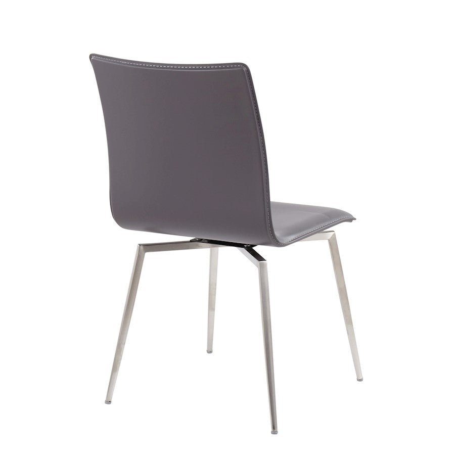 LumiSource Mason Upholstered Swivel Chair Set of 2 | Brushed Steel & Grey PU Leather | Dining Room & Office Seating | Model CH-MSNUPSWVSSGY2