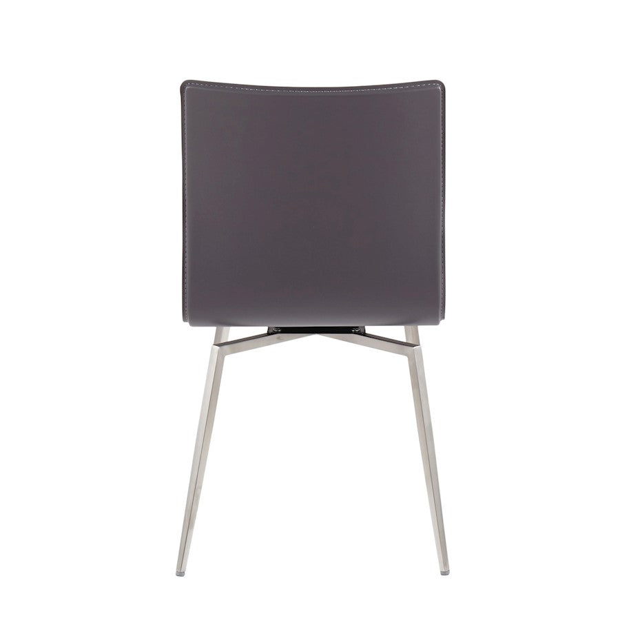 LumiSource Mason Upholstered Swivel Chair Set of 2 | Brushed Steel & Grey PU Leather | Dining Room & Office Seating | Model CH-MSNUPSWVSSGY2