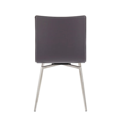 LumiSource Mason Upholstered Swivel Chair Set of 2 | Brushed Steel & Grey PU Leather | Dining Room & Office Seating | Model CH-MSNUPSWVSSGY2