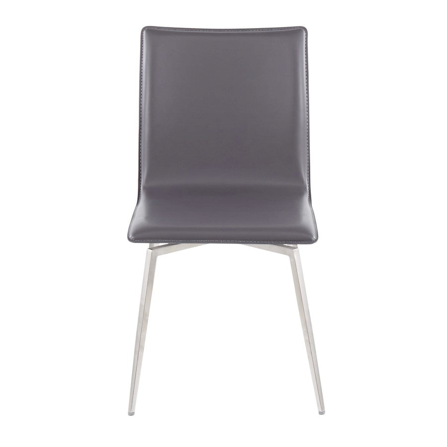 LumiSource Mason Upholstered Swivel Chair Set of 2 | Brushed Steel & Grey PU Leather | Dining Room & Office Seating | Model CH-MSNUPSWVSSGY2