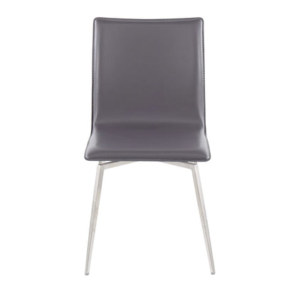 LumiSource Mason Upholstered Swivel Chair Set of 2 | Brushed Steel & Grey PU Leather | Dining Room & Office Seating | Model CH-MSNUPSWVSSGY2