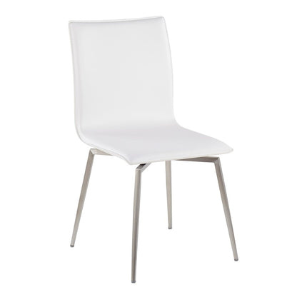 LumiSource Mason Upholstered Swivel Chair Set of 2 | Brushed Steel & White PU Leather | Dining Room & Office Seating | Model CH-MSNUPSWVSSW2