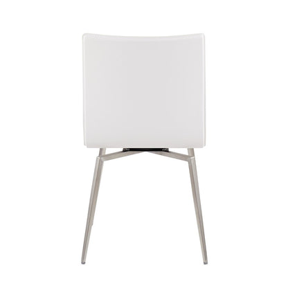 LumiSource Mason Upholstered Swivel Chair Set of 2 | Brushed Steel & White PU Leather | Dining Room & Office Seating | Model CH-MSNUPSWVSSW2