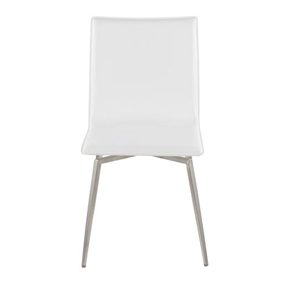 LumiSource Mason Upholstered Swivel Chair Set of 2 | Brushed Steel & White PU Leather | Dining Room & Office Seating | Model CH-MSNUPSWVSSW2