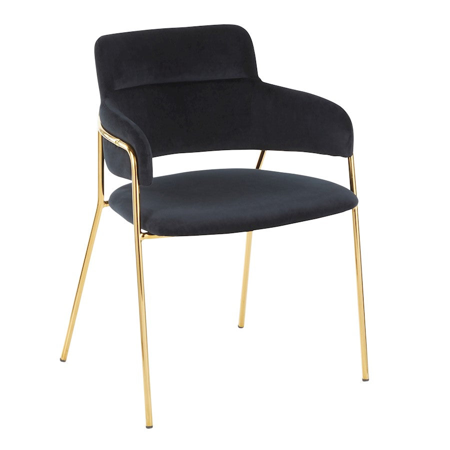 LumiSource Napoli Chair Set of 2 | Gold Metal and Black Velvet | Dining Room & Living Room Accent Chairs | 23 x 22 x 31 in | Model CH-NAPOLIAUVBK2