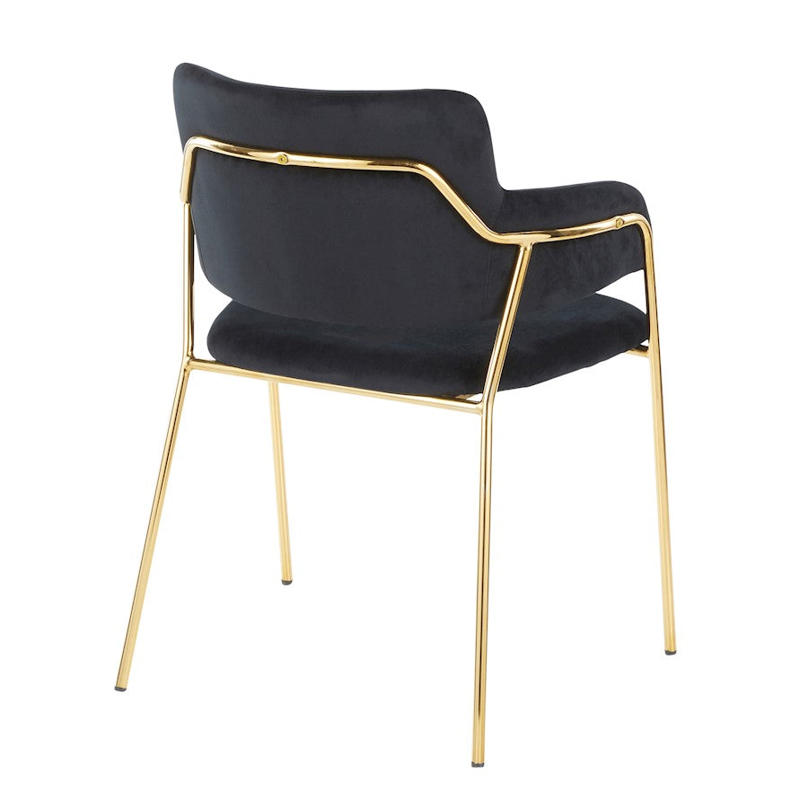 LumiSource Napoli Chair Set of 2 | Gold Metal and Black Velvet | Dining Room & Living Room Accent Chairs | 23 x 22 x 31 in | Model CH-NAPOLIAUVBK2