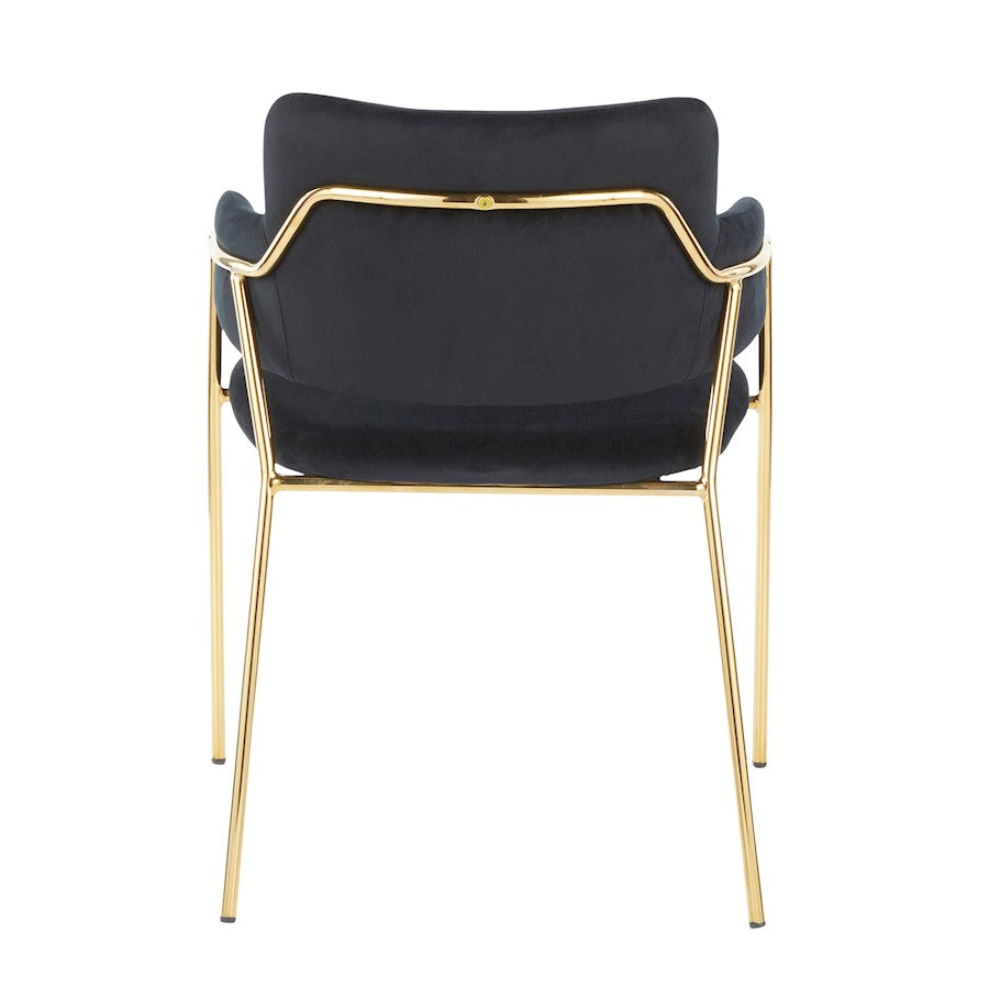 LumiSource Napoli Chair Set of 2 | Gold Metal and Black Velvet | Dining Room & Living Room Accent Chairs | 23 x 22 x 31 in | Model CH-NAPOLIAUVBK2