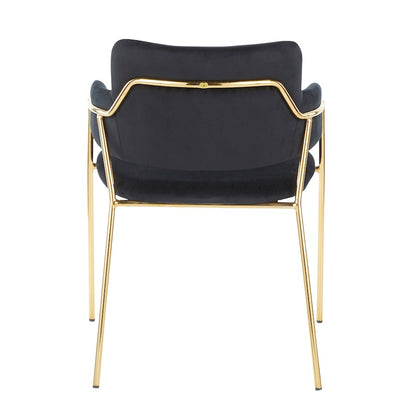 LumiSource Napoli Chair Set of 2 | Gold Metal and Black Velvet | Dining Room & Living Room Accent Chairs | 23 x 22 x 31 in | Model CH-NAPOLIAUVBK2