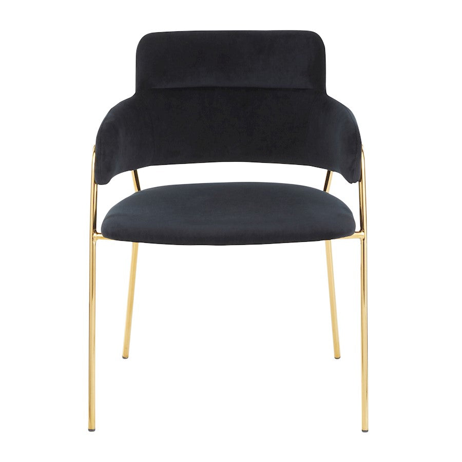 LumiSource Napoli Chair Set of 2 | Gold Metal and Black Velvet | Dining Room & Living Room Accent Chairs | 23 x 22 x 31 in | Model CH-NAPOLIAUVBK2