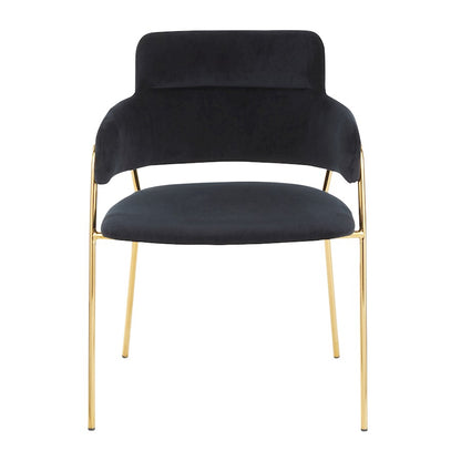 LumiSource Napoli Chair Set of 2 | Gold Metal and Black Velvet | Dining Room & Living Room Accent Chairs | 23 x 22 x 31 in | Model CH-NAPOLIAUVBK2