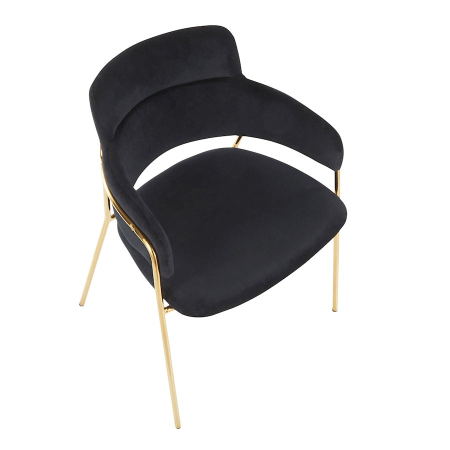 LumiSource Napoli Chair Set of 2 | Gold Metal and Black Velvet | Dining Room & Living Room Accent Chairs | 23 x 22 x 31 in | Model CH-NAPOLIAUVBK2
