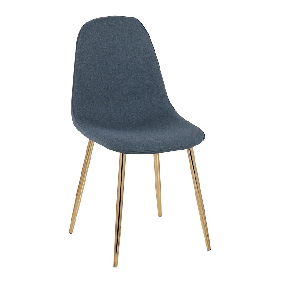 LumiSource Pebble Chair Set of 2 | Gold Steel and Blue Fabric | Living Room & Dining Room Accent Chairs | 18 x 21 x 35 in | Model CH-PEBBLEAUBU2