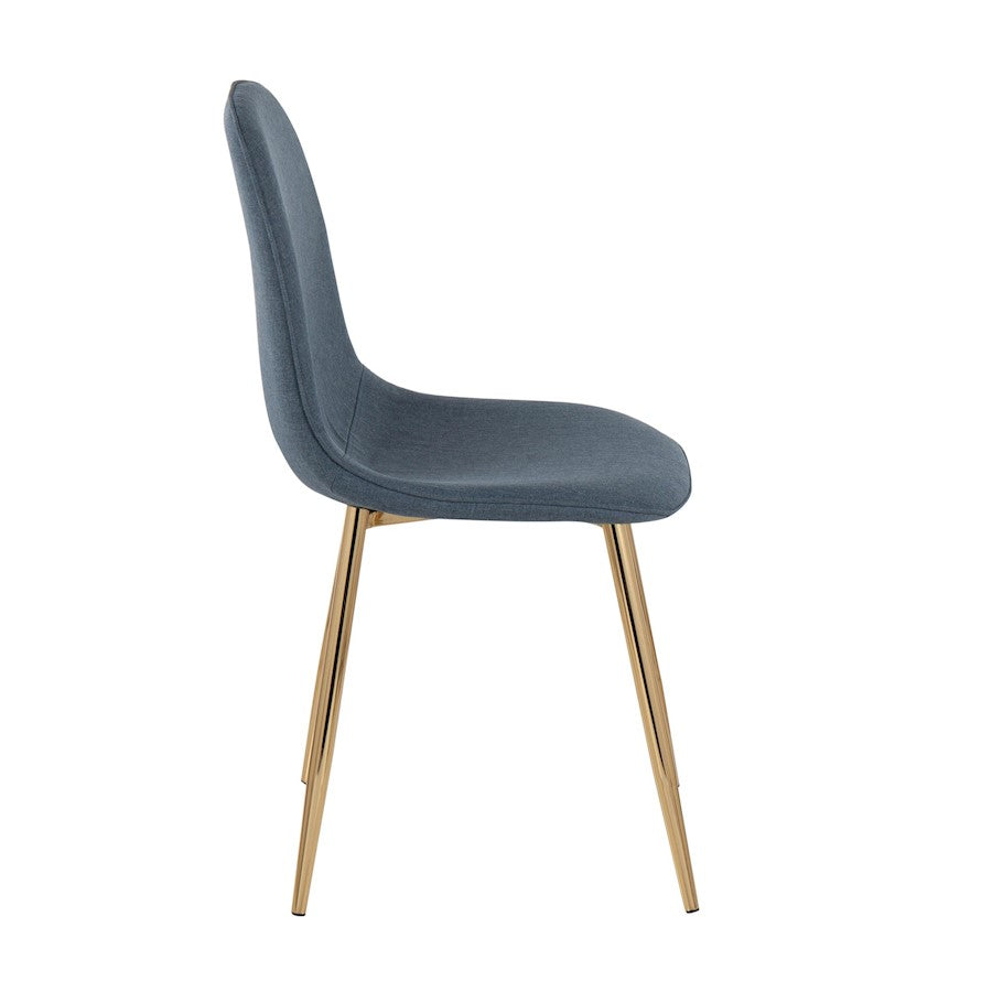 LumiSource Pebble Chair Set of 2 | Gold Steel and Blue Fabric | Living Room & Dining Room Accent Chairs | 18 x 21 x 35 in | Model CH-PEBBLEAUBU2