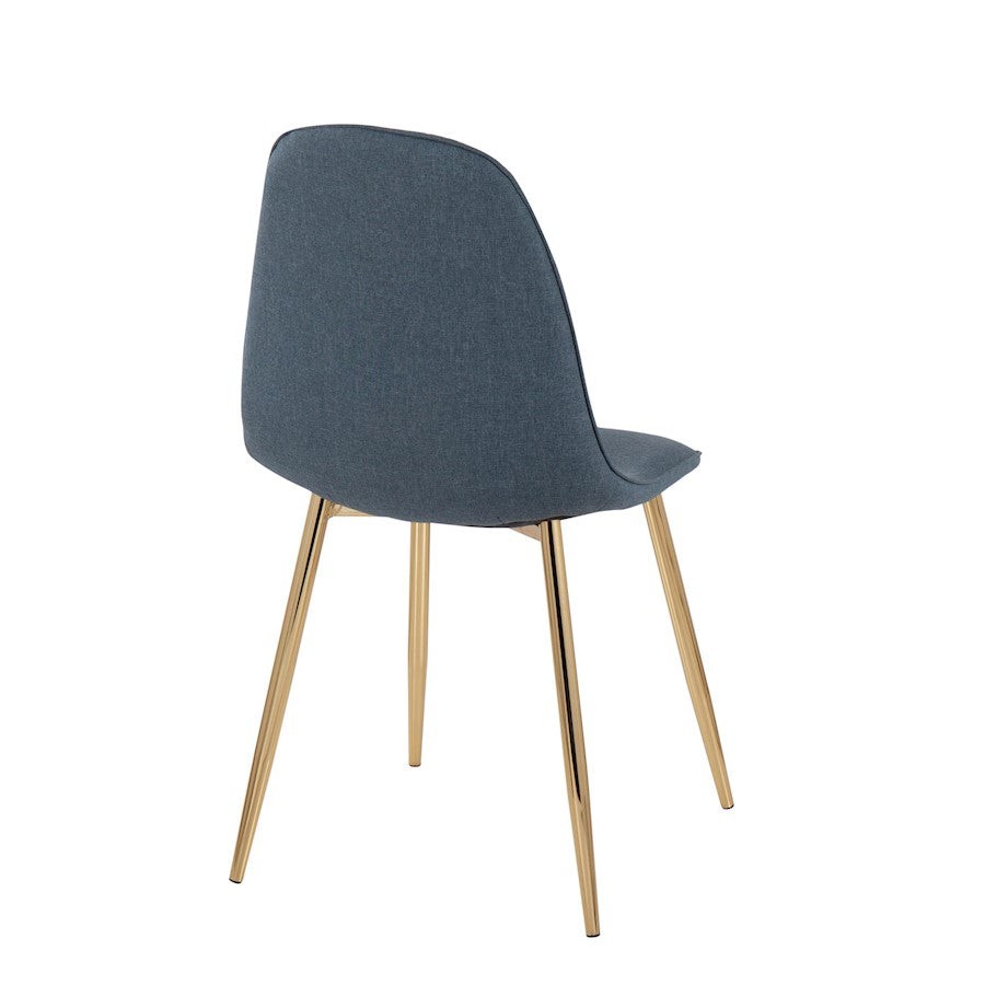 LumiSource Pebble Chair Set of 2 | Gold Steel and Blue Fabric | Living Room & Dining Room Accent Chairs | 18 x 21 x 35 in | Model CH-PEBBLEAUBU2