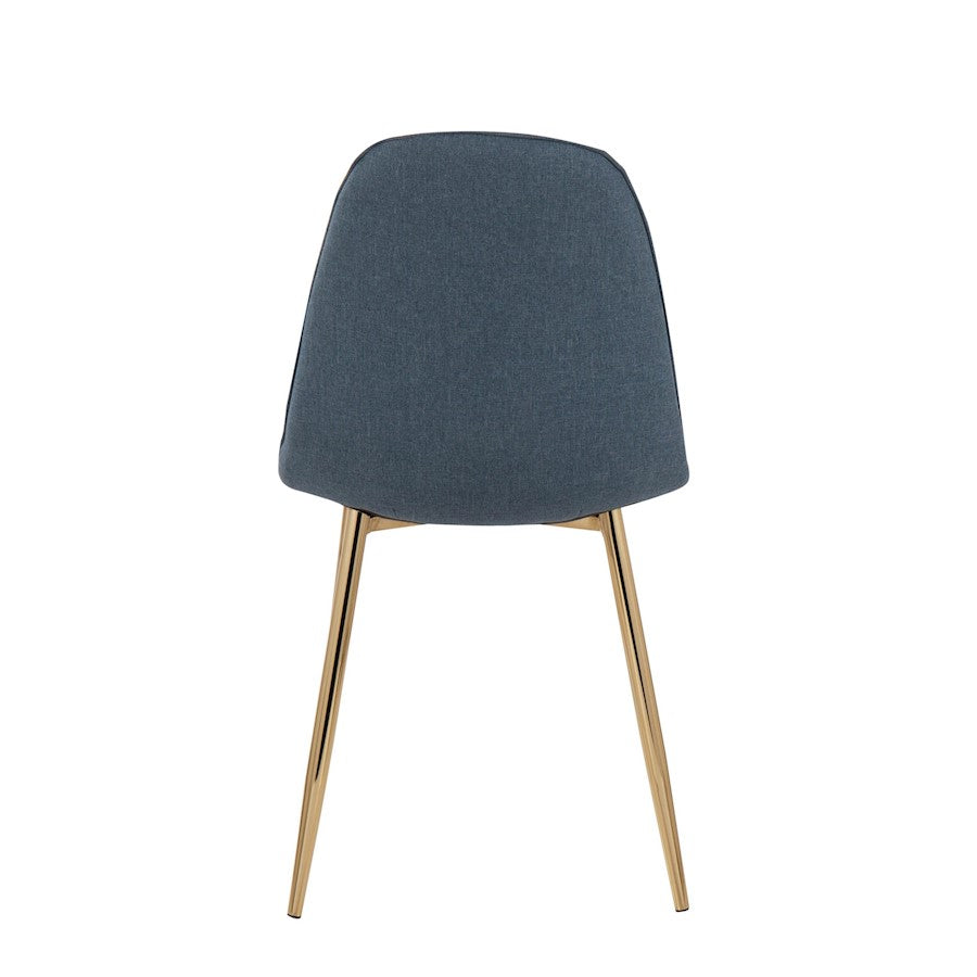 LumiSource Pebble Chair Set of 2 | Gold Steel and Blue Fabric | Living Room & Dining Room Accent Chairs | 18 x 21 x 35 in | Model CH-PEBBLEAUBU2