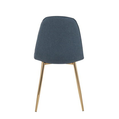 LumiSource Pebble Chair Set of 2 | Gold Steel and Blue Fabric | Living Room & Dining Room Accent Chairs | 18 x 21 x 35 in | Model CH-PEBBLEAUBU2