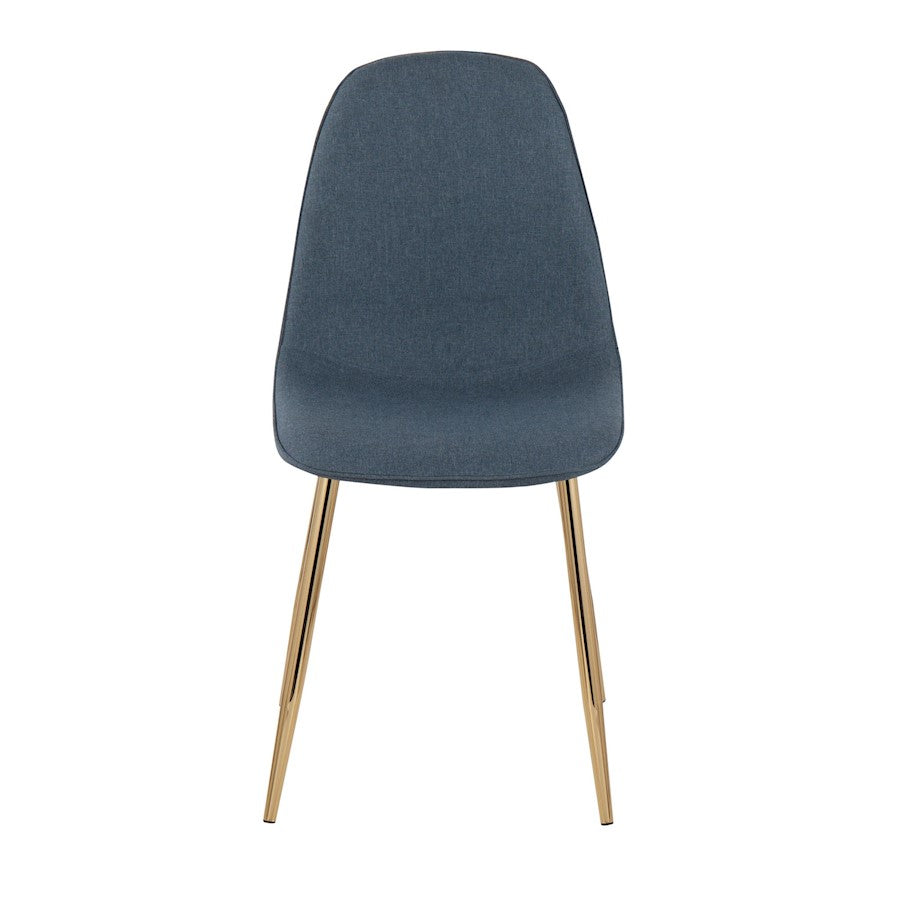 LumiSource Pebble Chair Set of 2 | Gold Steel and Blue Fabric | Living Room & Dining Room Accent Chairs | 18 x 21 x 35 in | Model CH-PEBBLEAUBU2