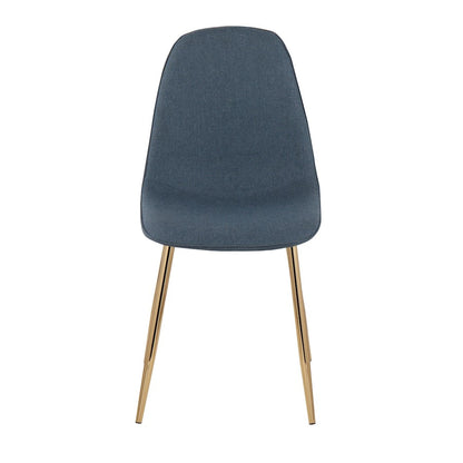LumiSource Pebble Chair Set of 2 | Gold Steel and Blue Fabric | Living Room & Dining Room Accent Chairs | 18 x 21 x 35 in | Model CH-PEBBLEAUBU2