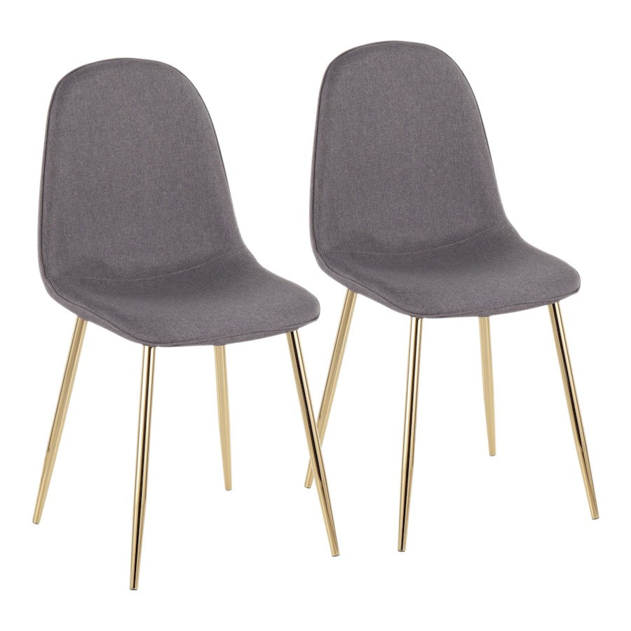 LumiSource Pebble Chair Set of 2 | Gold Steel and Charcoal Fabric | Living Room & Dining Room Accent Chairs | 18 x 21 x 35 in | Model CH-PEBBLEAUCHAR2